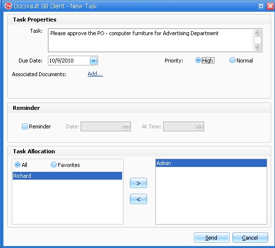 Assigning a Task Out