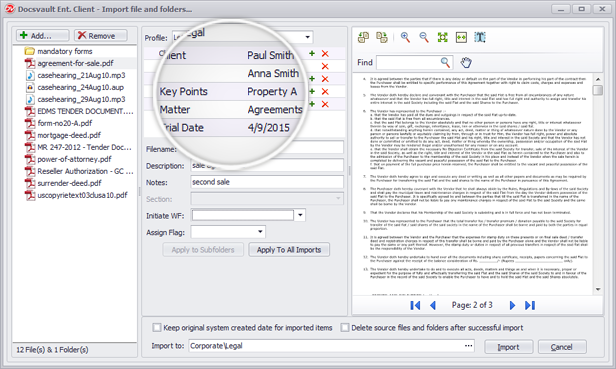 Import-Profile Document Profiling